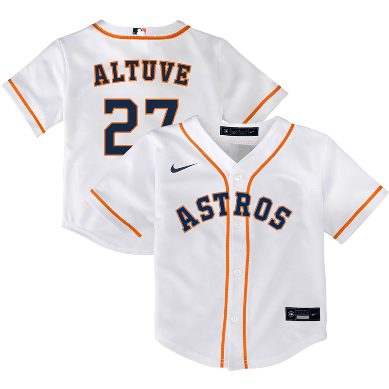 2020 MLB Infant Houston Astros #27 Jose Altuve Nike White Home 2020 Replica Player Jersey 1